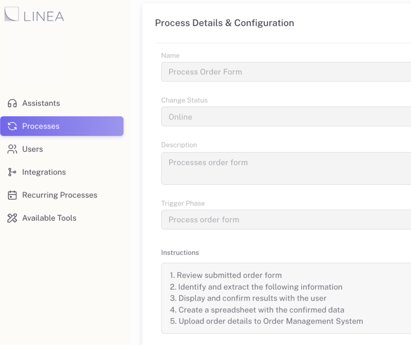 Linea AI Agent Dashboard